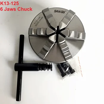 K13-125 6 Mandíbulas Torno Chuck Auto-Centramento Com a transformação de máquinas-Ferramentas Acessórios para Furação Fresamento de Trabalho