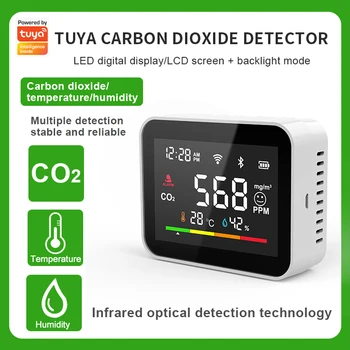 Tuya wi-FI Smart Caixa de Ar Sensor de CO2, Temperatura E Umidade Detector de Display de LED Ar de monitorização de Qualidade de Vida Inteligente de Controle Remoto