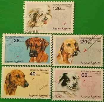 5 PCS,Sara Pós Carimbo,1998,Cão Carimbo,Animal, Carimbo,Carimbo de Coleção,Usado com Pós Marca