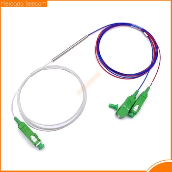 10 Peças /Lote de fibra óptica FBT divisor com conector SC APC 1x2 0,9 mm, assimétrica acoplador de 70/30 60/40 opcional taxa de divisão