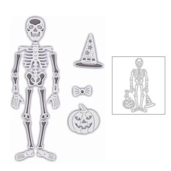 2020 Nova Halloween Esqueleto de Metal cortantes Crânio e Chapéu de Abóbora Cortado Scrapbooking Para Artesanato Cartão Sem Carimbos de Conjuntos