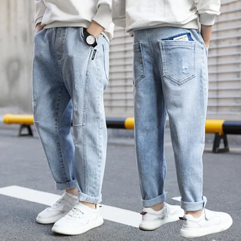 Meninos de Moda de Calças Jeans Meninos Casual All-combinar Jeans de 4 16Yrs Adolescente de Nova Lavagem com Água Calças de Jogging Primavera, Outono Estilo coreano